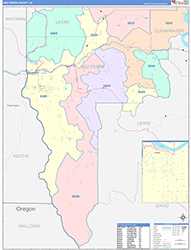 Nez Perce County, ID Wall Map Color Cast Style 2026